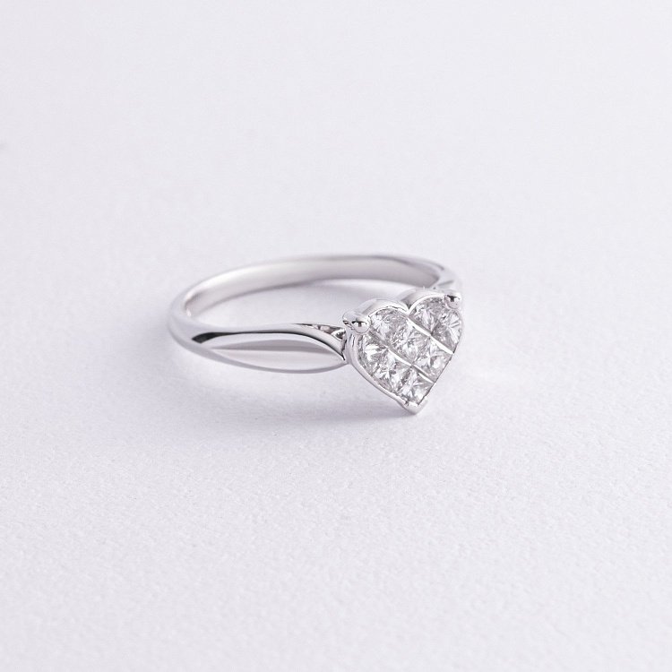 Золота каблучка "Сердечко" з діамантами кб0550nl від ювелірного магазину Онікс - 3