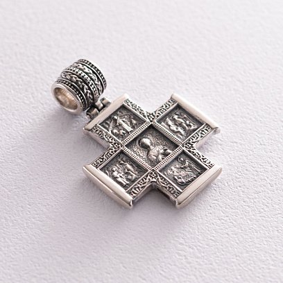 Серебряный православный крест с чернением 132489 №2