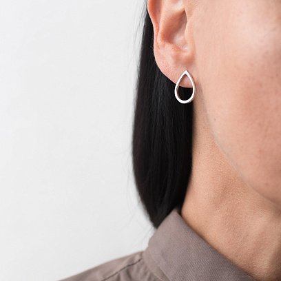 Серебряные серьги-пусеты "Большие капельки" (1.7 х 1.2 см) 122500 №6