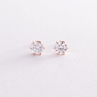 Золотые серьги - пусеты с бриллиантами сб0397 №3