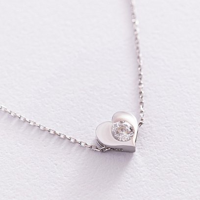 Золоте кольє "Сердечко" з фіанітом кол02138 №5
