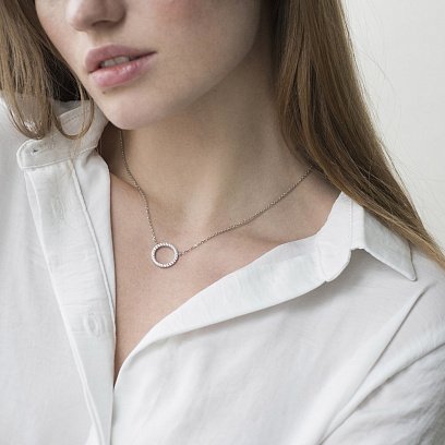 Серебряное колье "Круговорот" с фианитами 181097 №8