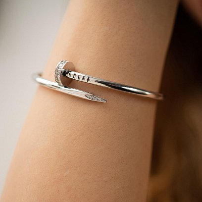 Жесткий браслет "Гвоздь" с бриллиантами (белое золото) 522061121 №6