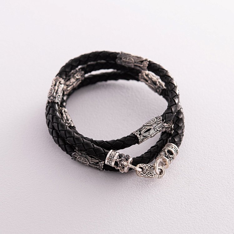 Шкіряний шнурок зі срібною застібкою 535 від ювелірного магазину Онікс - 2