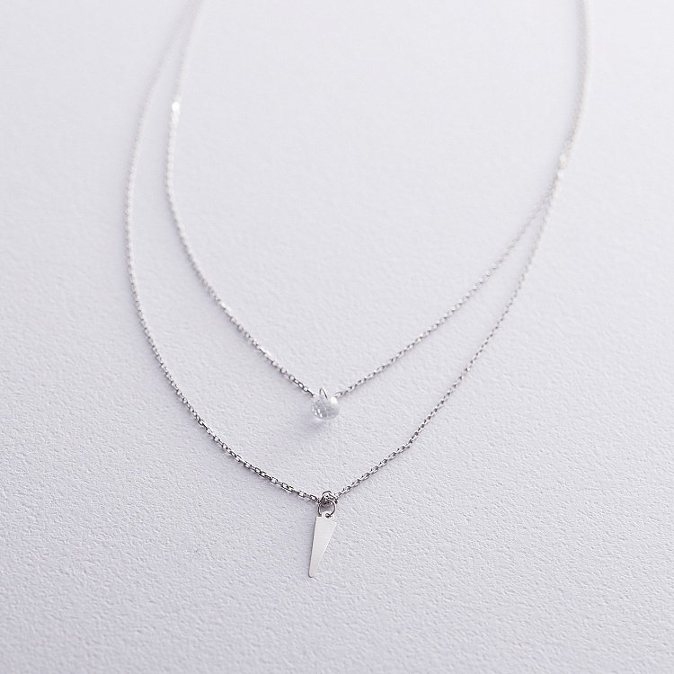 Подвійне золоте кольє з фіанітом кол01523 від ювелірного магазину Онікс - 1