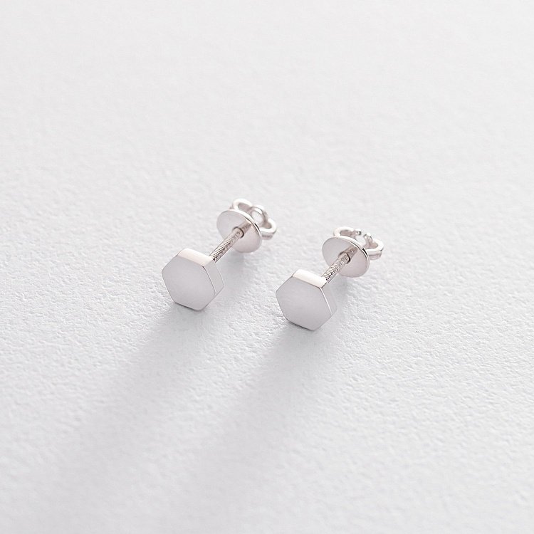 Золоті сережки  пусети "Шестикутники" с06185 від ювелірного магазину Онікс