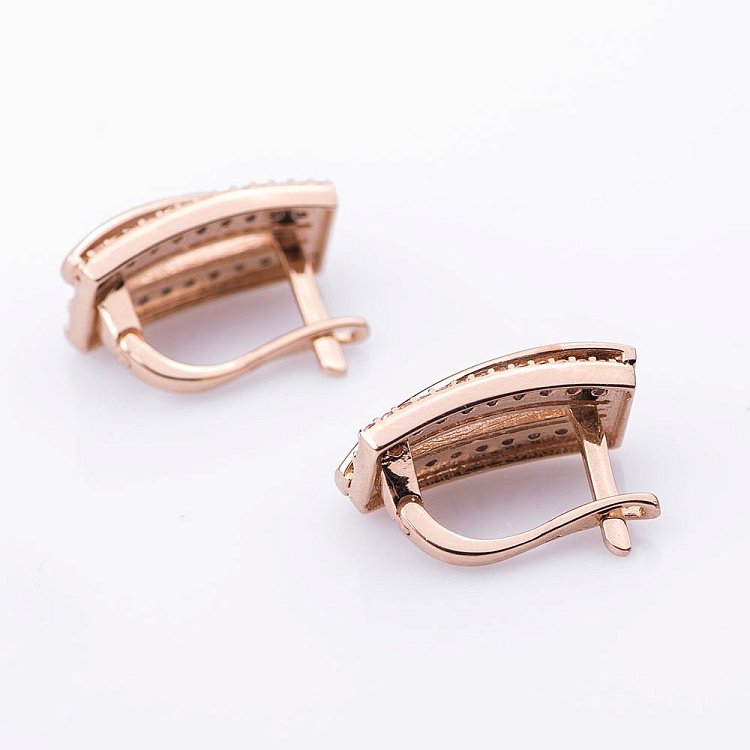 Золотые серьги с коричневыми и жёлтыми фианитами с04520 от ювелирного магазина Оникс - 1