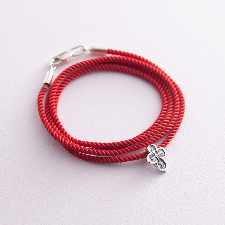 Шелковый шнурок с серебряной гладкой застежкой (2мм) 18453 от ювелирного магазина Оникс - 1