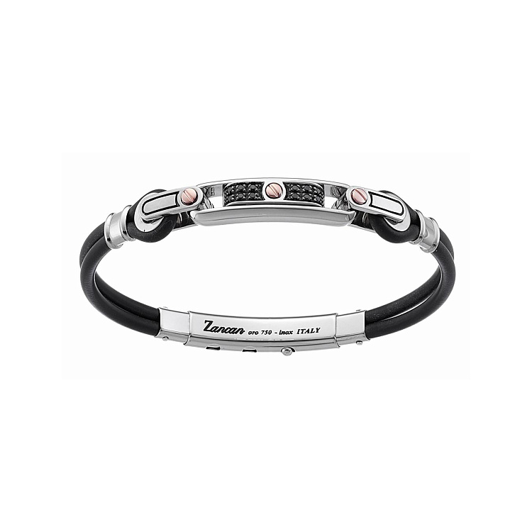 Чоловічий браслет зі срібною та золотою вставкою Zancan EXB274R-N від ювелірного магазину Онікс