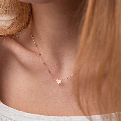 Колье "Сердечко" в красном золоте кол02089 №3
