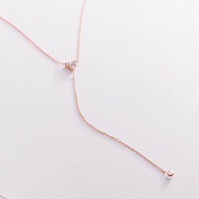 Золотое колье - галстук с фианитами кол02096