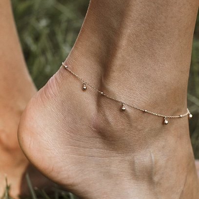 Золотий браслет "Кульки" на ногу б04811