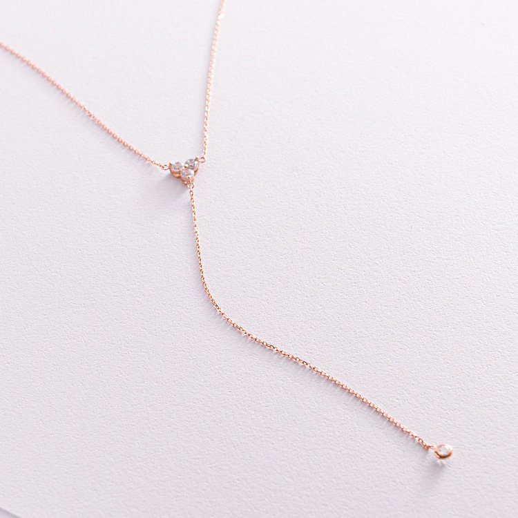 Золотое колье - галстук с фианитами кол02096 от ювелирного магазина Оникс