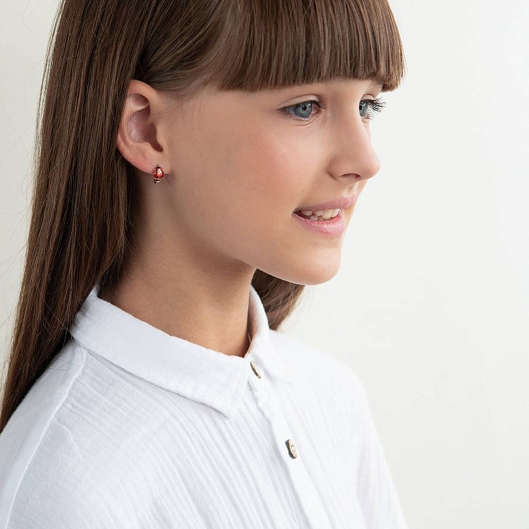 Золоті дитячі сережки з сонечками (емаль) с03187 від ювелірного магазину Онікс - 1