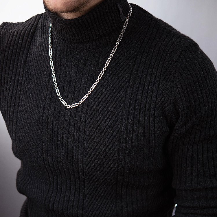 Чоловічий срібний ланцюжок з чорними фіанітами 931 від ювелірного магазину Онікс - 7