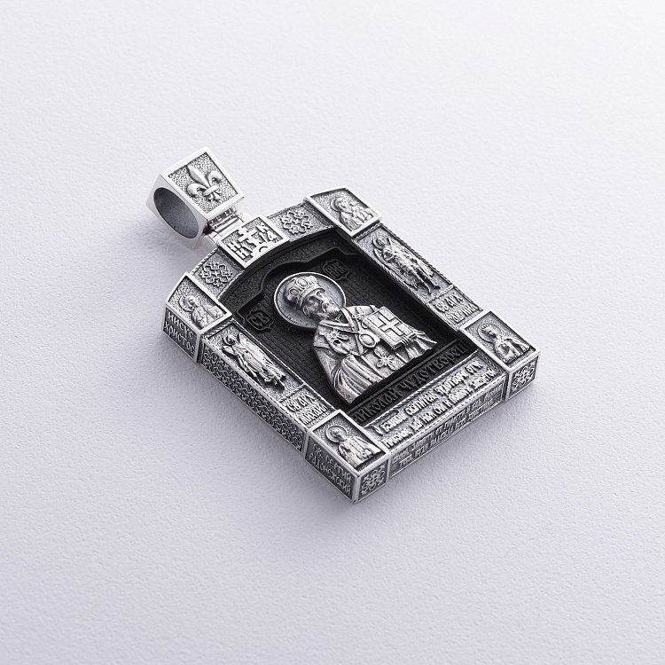 Срібний кулон "Миколай Чудотворець. Отче наш" (ебенове дерево) 621 від ювелірного магазину Онікс - 7