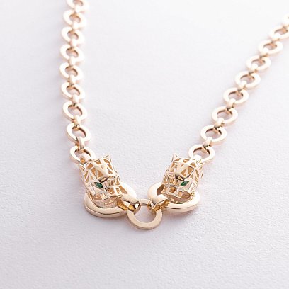 Кольє "Пантера" у жовтому золоті (фіаніти) кол02442