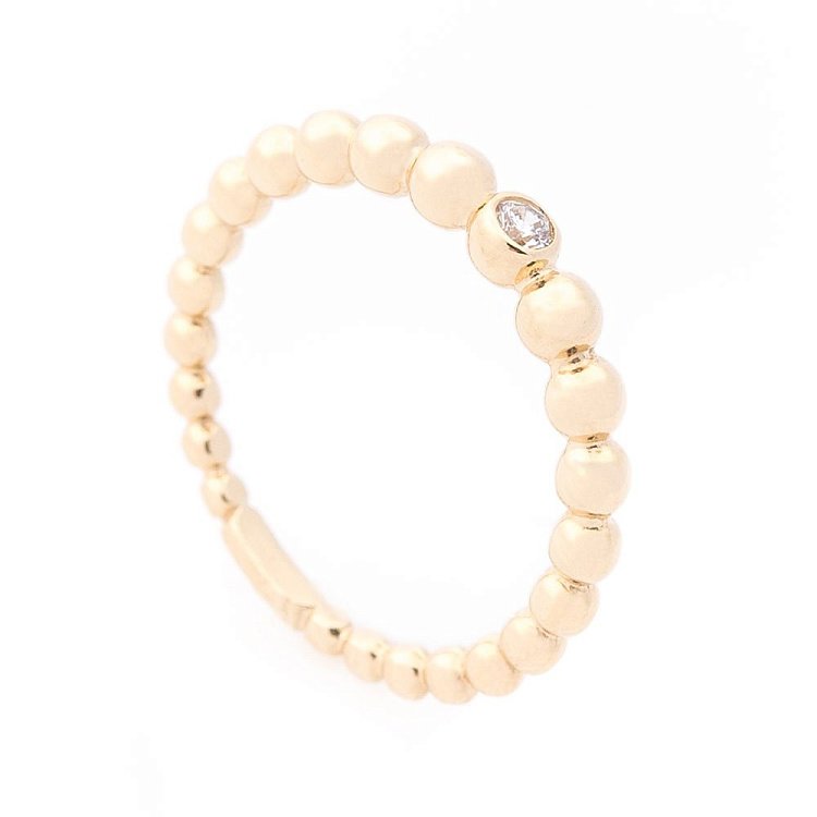 Золотий перстень з фіанітом к05712 від ювелірного магазину Онікс