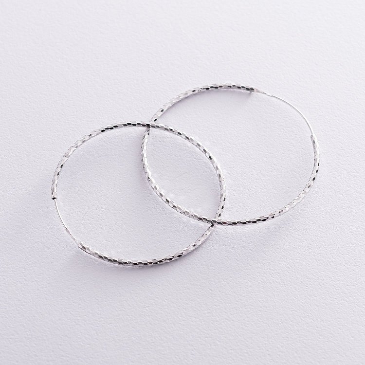 Серьги - кольца в серебре (5.3 см) 122956 от ювелирного магазина Оникс