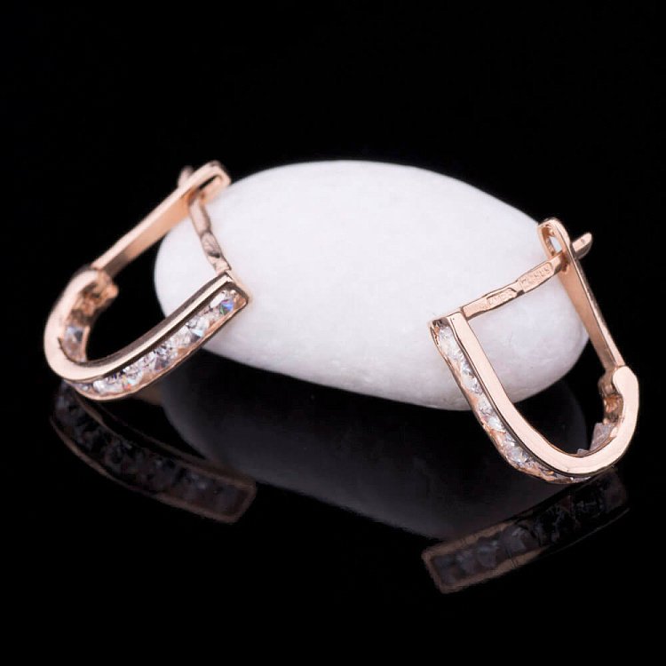 Золотые детские сережки с фианитами с00055а от ювелирного магазина Оникс - 2