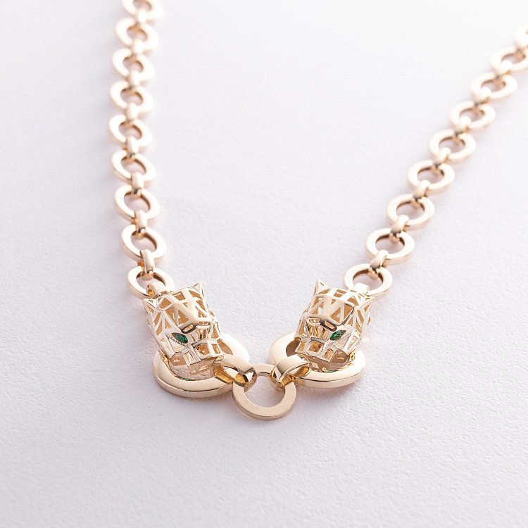 Кольє "Пантера" у жовтому золоті (фіаніти) кол02442 від ювелірного магазину Онікс