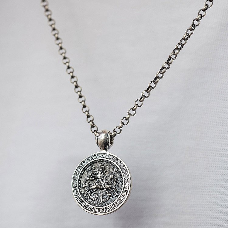 Серебряная подвеска "Геогрий Победоносец" 13369 от ювелирного магазина Оникс - 3