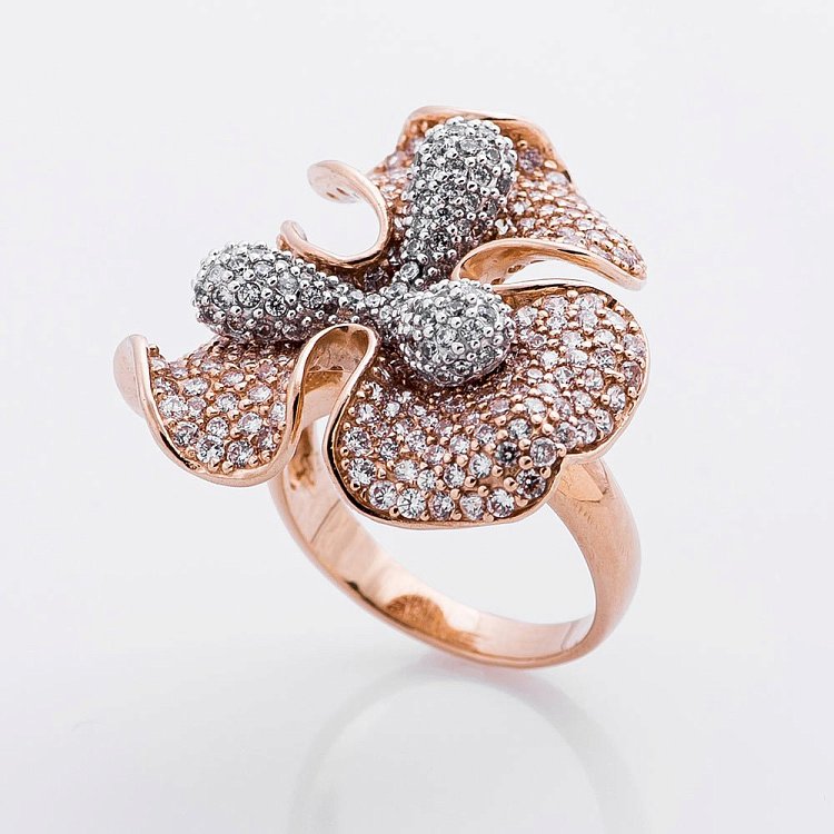 Золота каблучка з фіанітами к01869 Золота каблучка з фіанітами к01869 від ювелірного магазину Онікс