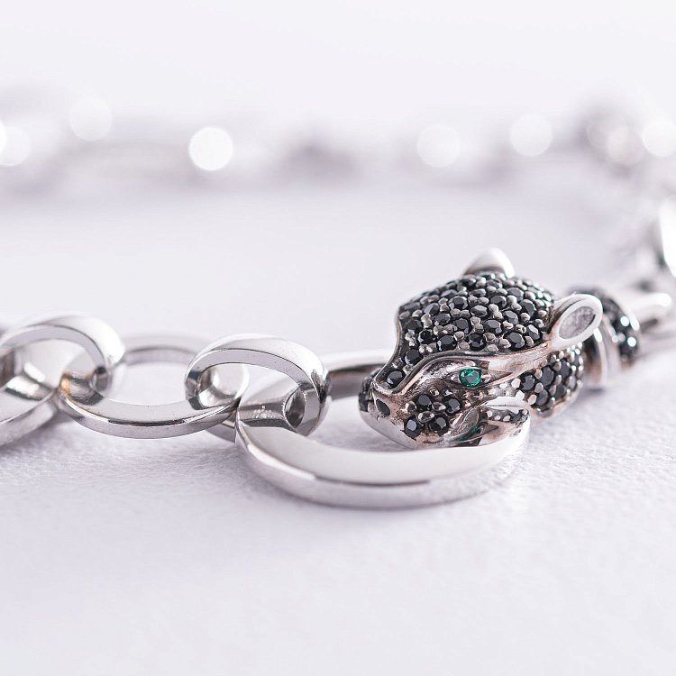 Золотой браслет "Пантеры" (фианиты) б02540 от ювелирного магазина Оникс - 1