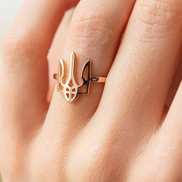 Кольцо  "Герб Украины - Тризуб" в красном золоте к07098 от ювелирного магазина Оникс - 2