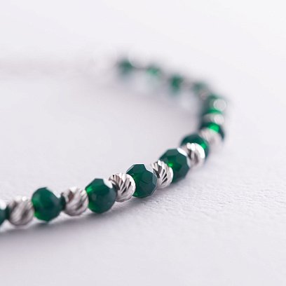 Серебряный браслет с зелеными фианитами 141374 №3