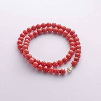 Бусы из коралла (золотая застежка) бус048к №5