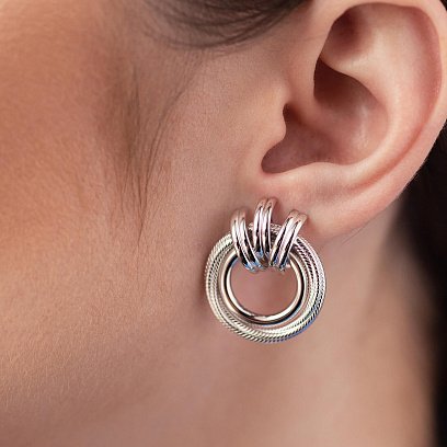 Серьги "Кольца" в белом золоте с08367 №7