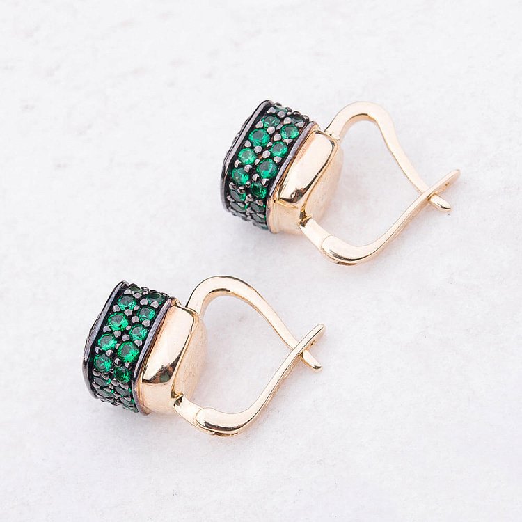 Золоті сережки з фіанітами с03910 від ювелірного магазину Онікс - 1