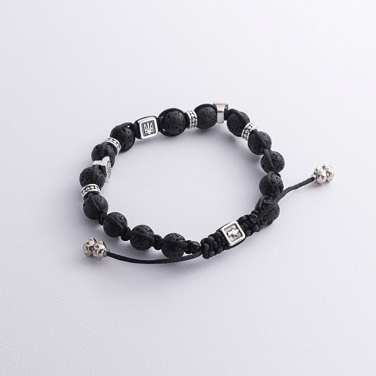 Браслет "Герб Украины - Тризуб" из вулканического камня и серебра 1290 от ювелирного магазина Оникс - 2