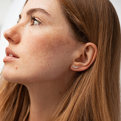 Сережки - пусети "Carla" з фіанітами (жовте золото)  с09108 №2