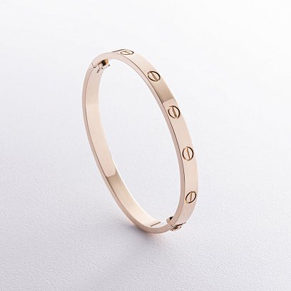 Жесткий браслет "Love" в желтом золоте б05445 №6