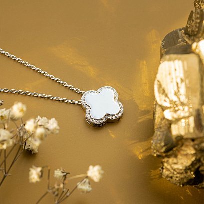 Золотое колье "Клевер" с фианитами кол01781 №7