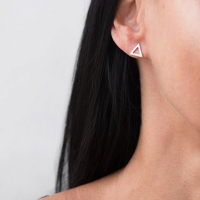 Золотые серьги-пусеты "Треугольники" с06312 №12