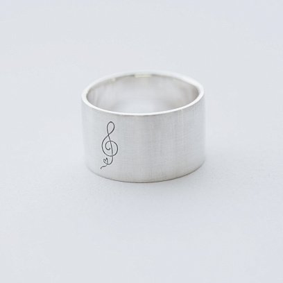 Срібна каблучка з гравіруванням "Скрипічний ключ" 112143с №4