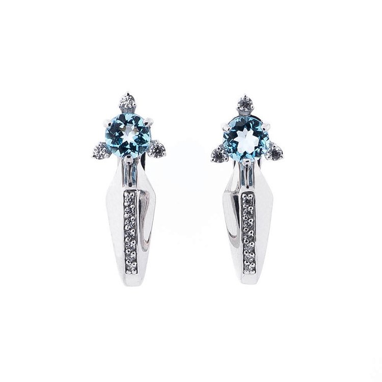 Золотые серьги с топазом swiss и фианитами 14050678 от ювелирного магазина Оникс - 1