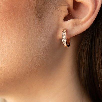 Золоті сережки - кільця з фіанітами с06554 №2