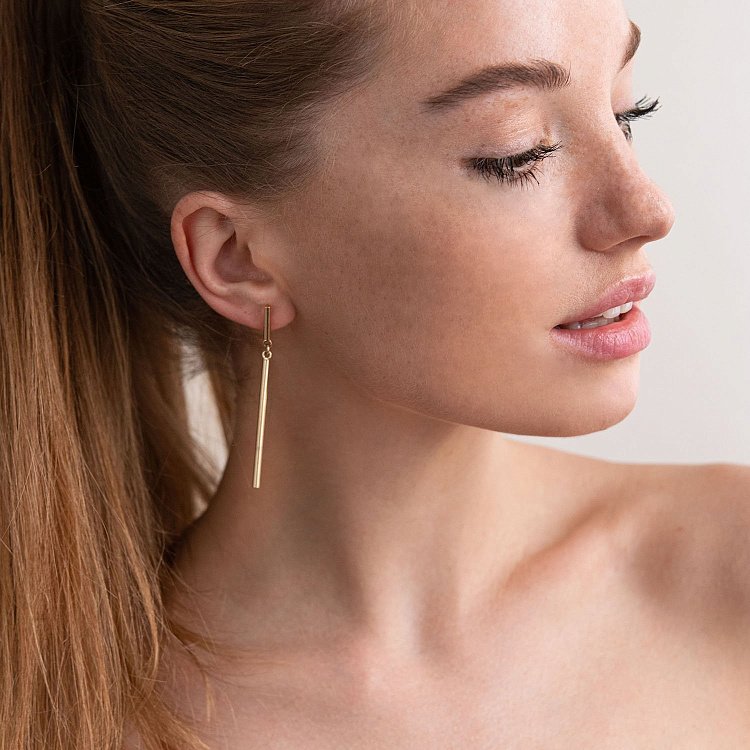 Сережки - пусети в стилі мінімалізм (жовте золото) с07047 від ювелірного магазину Онікс - 3