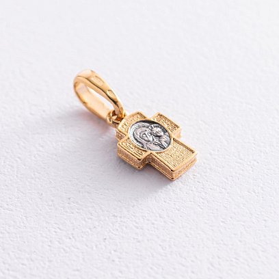 Срібний дитячий хрестик з позолотою 131802 №4