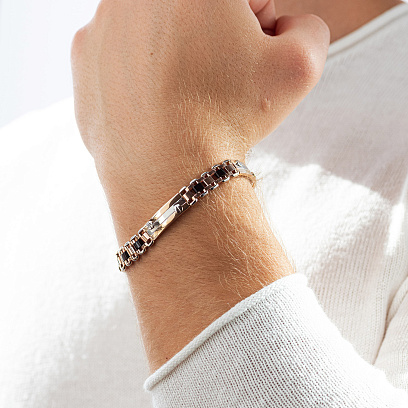 Чоловічий золотий браслет (онікс) б05053 №4