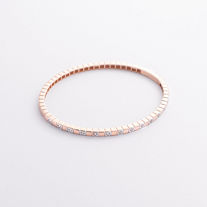 Жорсткий золотий браслет "Кубики" (фіаніти) б05612 №4