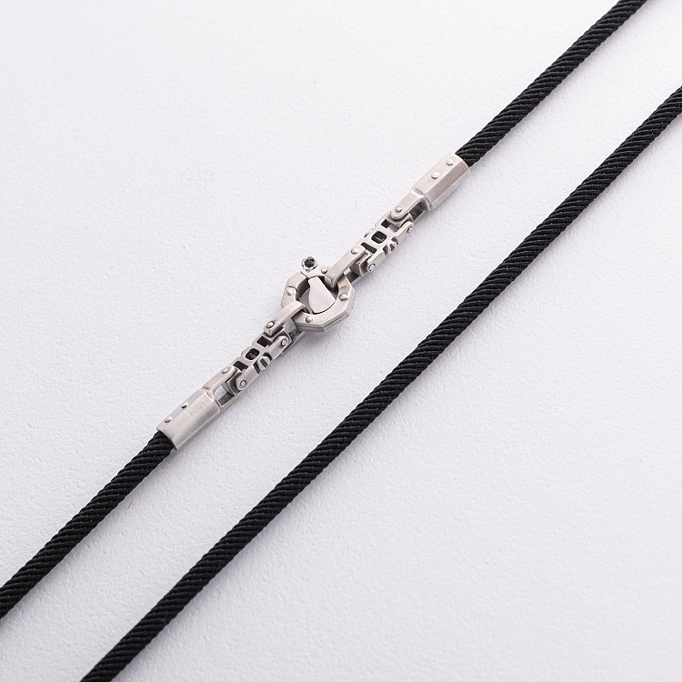 Ювелирный черный шнурок с фианитом 1451 от ювелирного магазина Оникс - 1