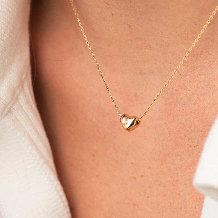 Золотое колье с сердечком кол01339 от ювелирного магазина Оникс - 4