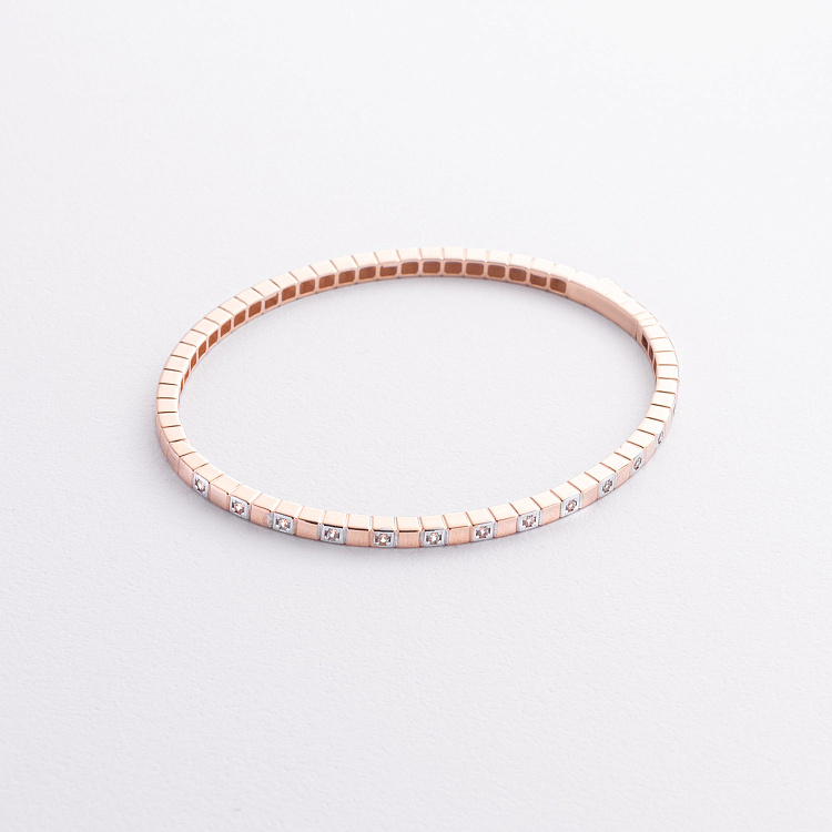 Жорсткий золотий браслет "Кубики" (фіаніти) б05612 від ювелірного магазину Онікс - 3