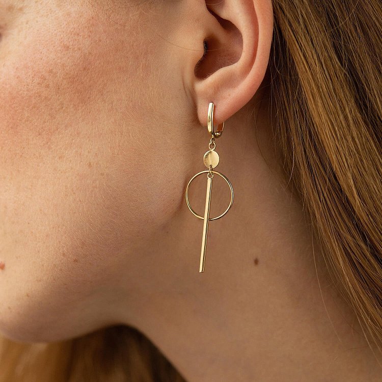 Сережки "Геометрія" у жовтому золоті с08537 від ювелірного магазину Онікс - 1