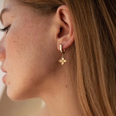 Сережки "Конюшина" в жовтому золоті с08458 №2